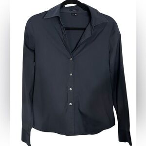 Theory Navy Button-Up Long Sleeve Womens Shirt M